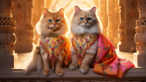 Majestic Cats in Traditional Indian Attire