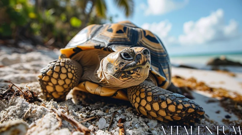 Majestic Turtle on Sandy Beach: A Captivating Photo AI Image