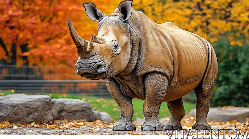 Rhinoceros and Autumn Colors AI Image