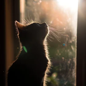 Whiskered Feline Watching Sunshine