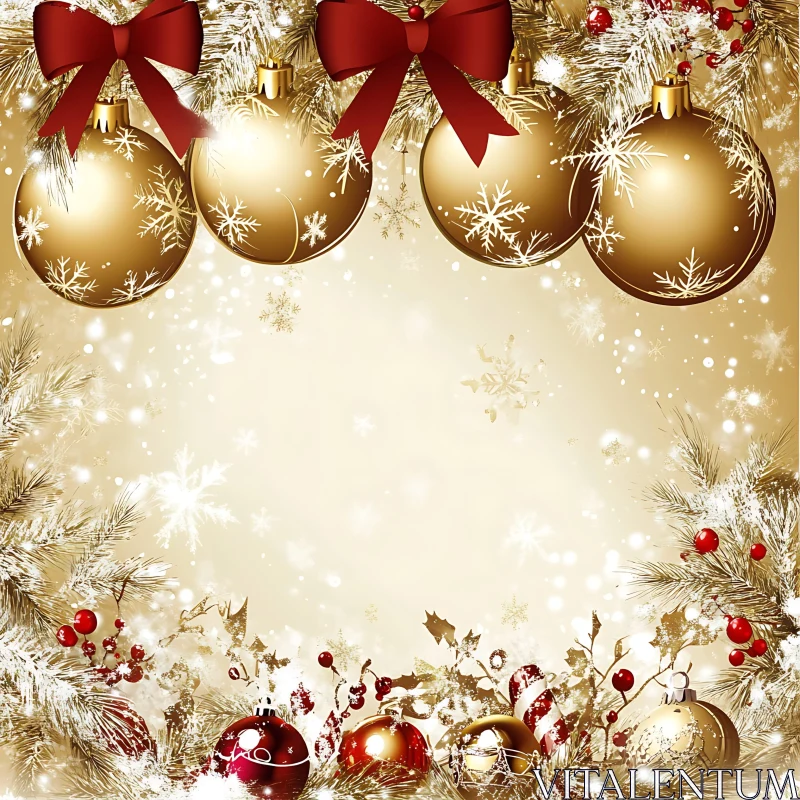 Holiday Decorations with Golden Ornaments AI Image