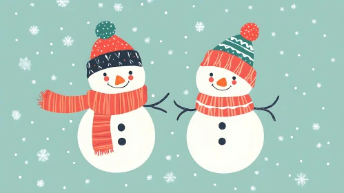 Festive Snowmen with Snowflakes