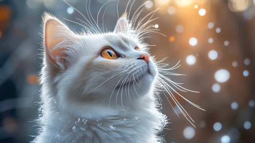 Majestic White Cat in Soft Snow