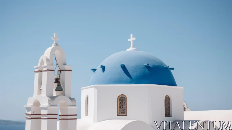 Blue Domes of a Mediterranean-Inspired Church | Minimalist Architecture AI Image