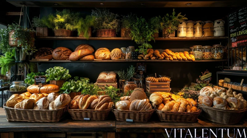 Delicious Breads and Pastries at a Cozy Bakery AI Image