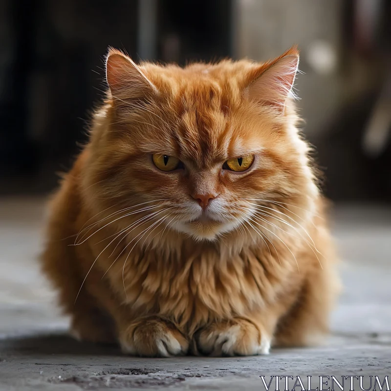 Grumpy-Looking Orange Cat AI Image