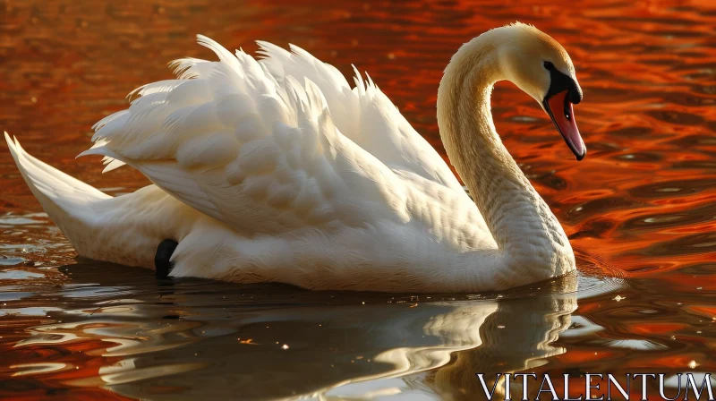 AI ART Elegant Swan Gliding on a Shimmering Lake