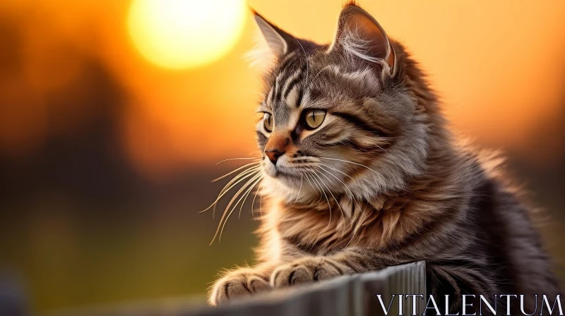 Majestic Cat at Sunset AI Image