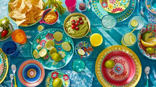 Vibrant Still Life of Mexican Food: Colorful Table Setting