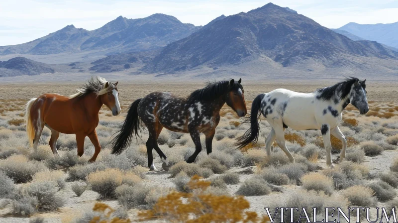 AI ART Wild Horses Running in the Desert - Majestic Beauty Captured