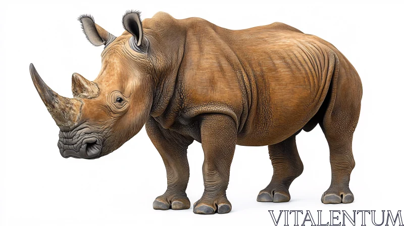 Rhinoceros Portrait with Prominent Horn