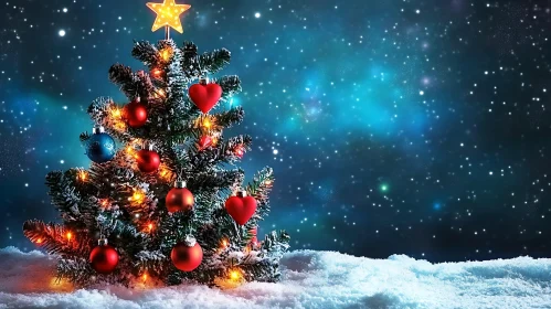 Festive Christmas Tree in Snowy Landscape