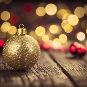 Festive Golden Bauble with Warm Lights