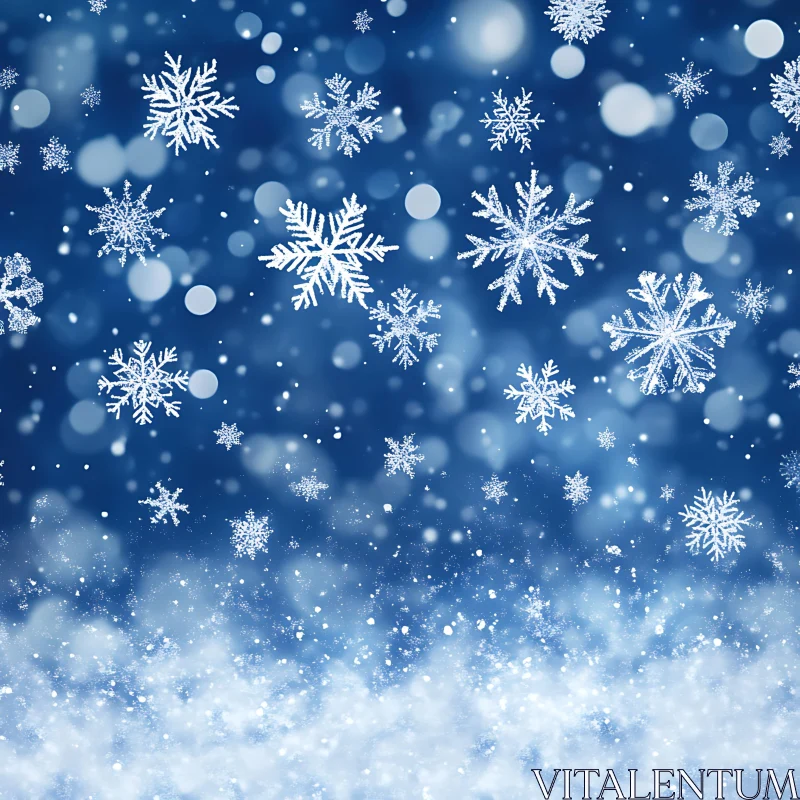 Delicate Winter Snowflakes on Blue