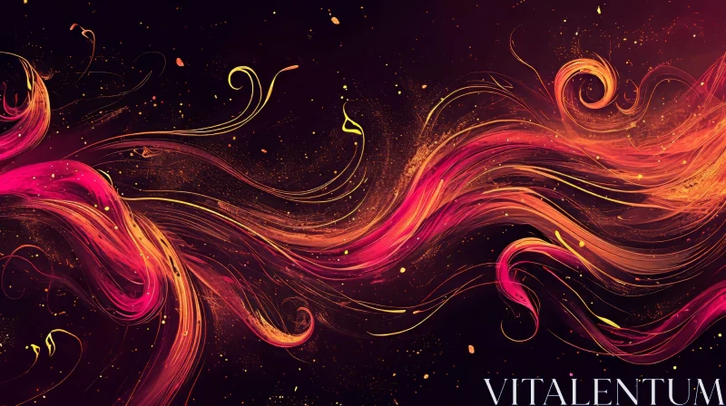 Abstract Painting | Pink and Orange Waves | Dark Background