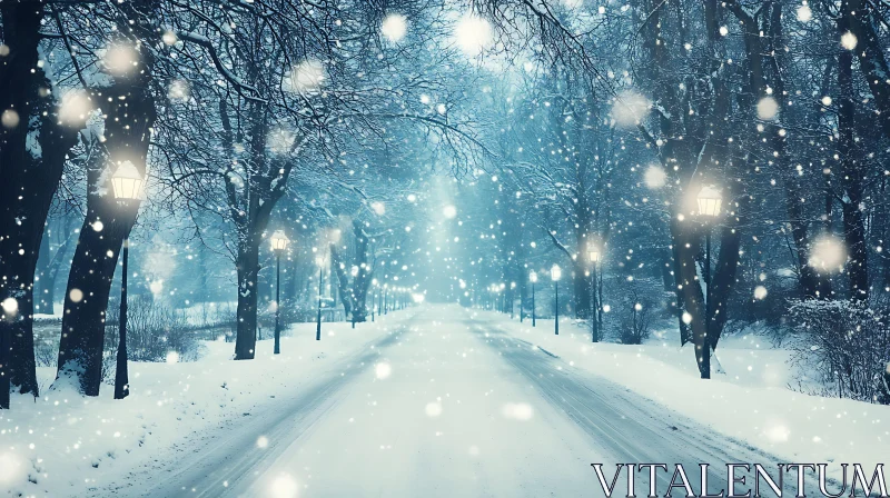 Peaceful Winter Pathway in Snow