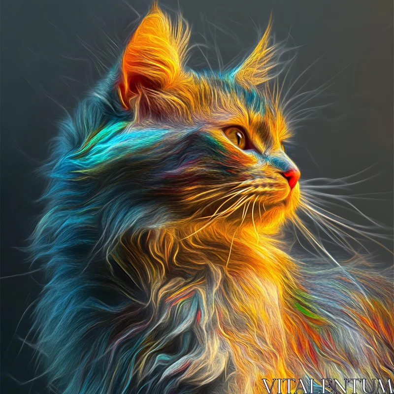 Neon-Hued Cat Profile Artwork