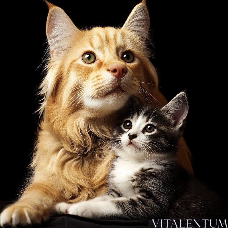 Majestic Orange Cat and Curious Kitten