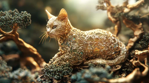 Ornate Golden Cat in Nature