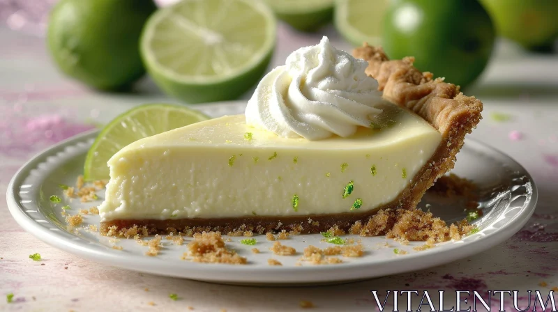 Delectable Key Lime Pie on a White Plate | Artistic Food Photography AI Image
