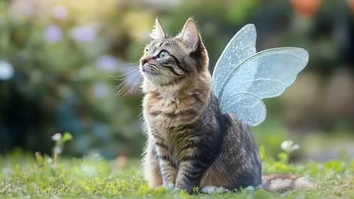 Whimsical Cat with Glittering Fairy Wings