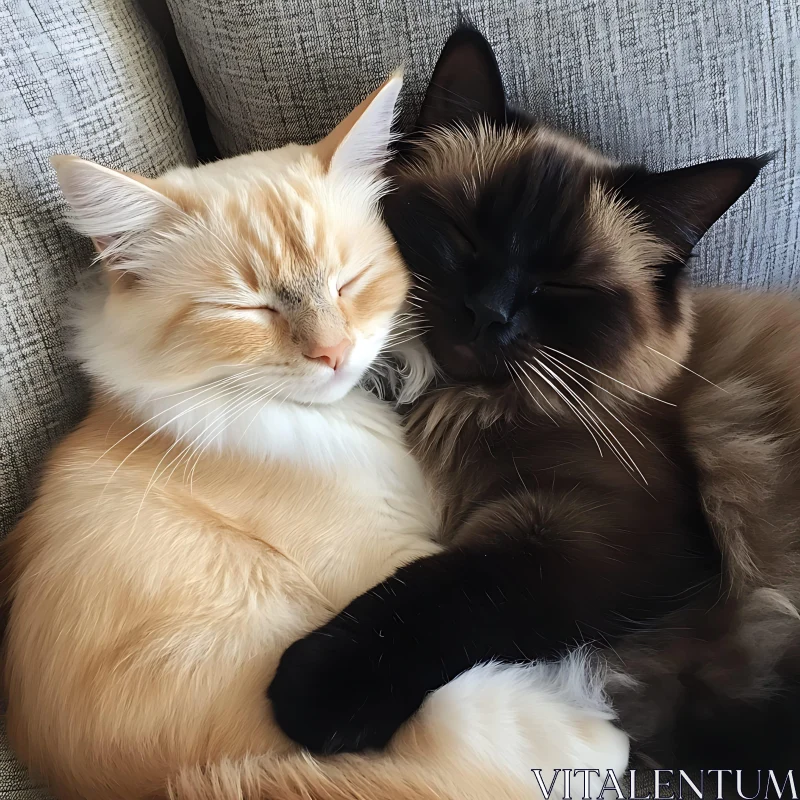 Cuddling Cats in Deep Sleep
