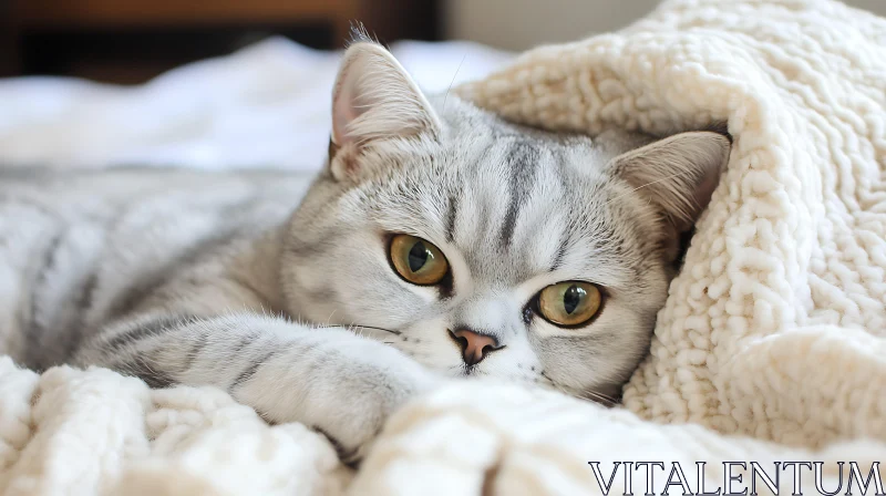 Elegant Feline Lounging in Soft Surroundings