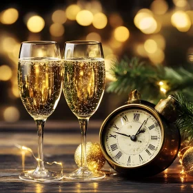New Year Celebration - Champagne and Clock