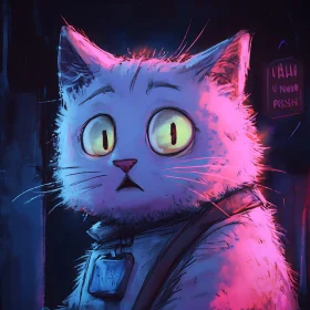 Bright Neon Cat Art - Expressive Feline Illustration