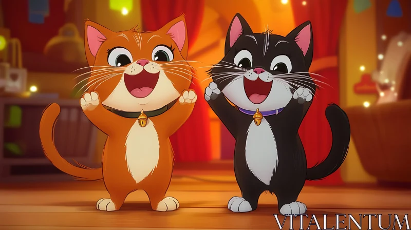 Animated Cats in a Warm Setting