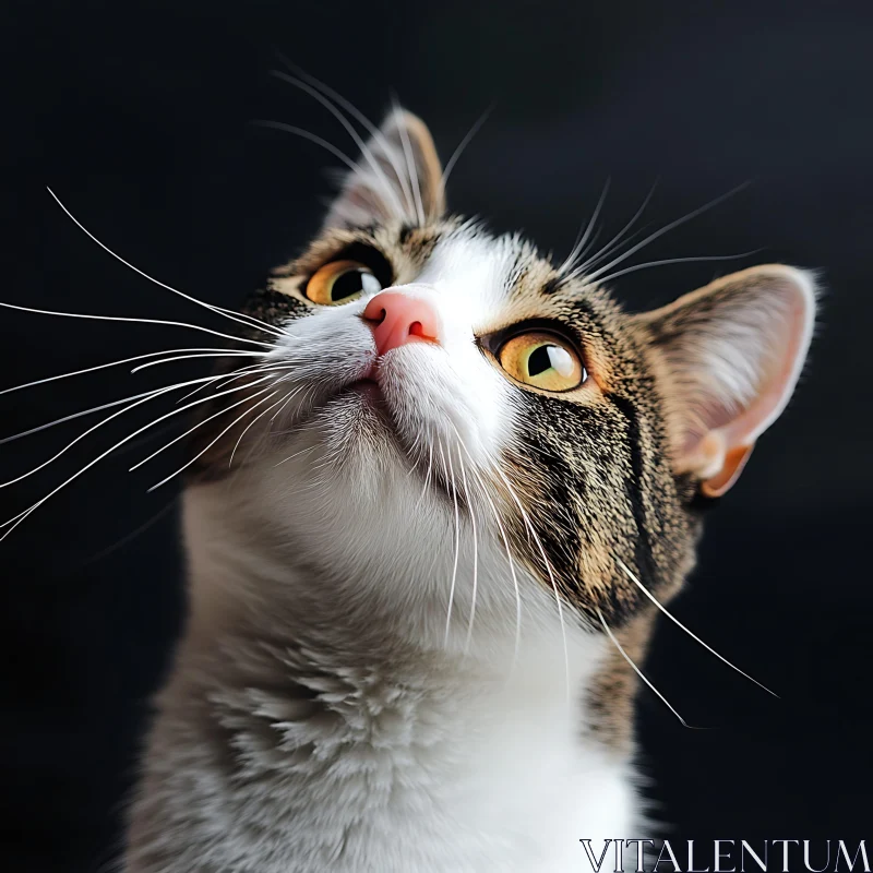 Detailed Cat Portrait with Yellow Eyes and Whiskers