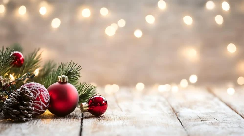 Rustic Christmas Decor with Pine and Ornaments