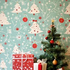 Holiday Decor with Christmas Tree and Presents
