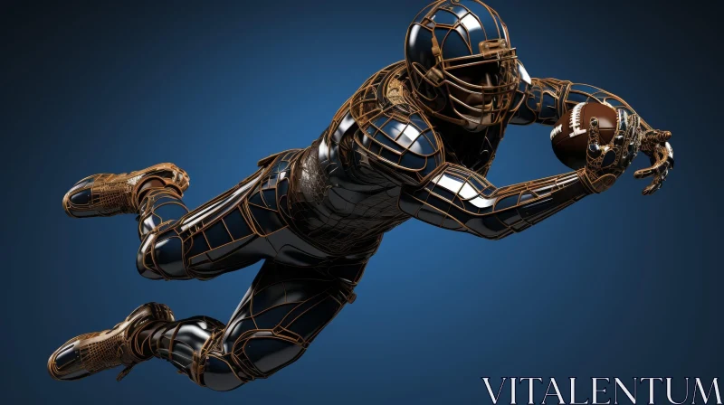 Futuristic Football Player Catching Ball in 3D AI Image