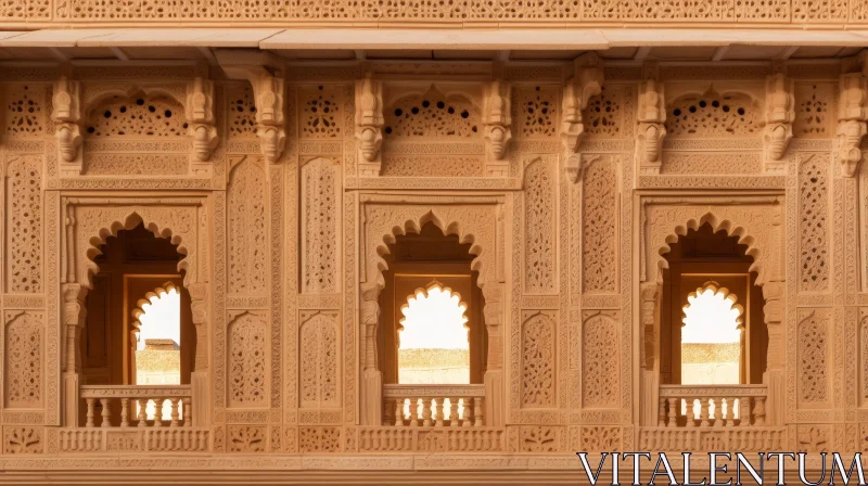 Intricately Carved Ancient Palace Facade AI Image