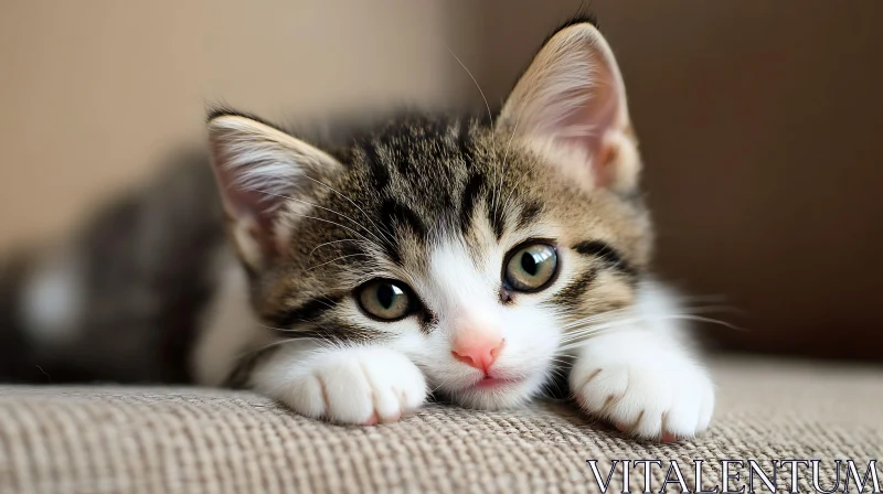 Cute Tabby Kitten Face AI Image