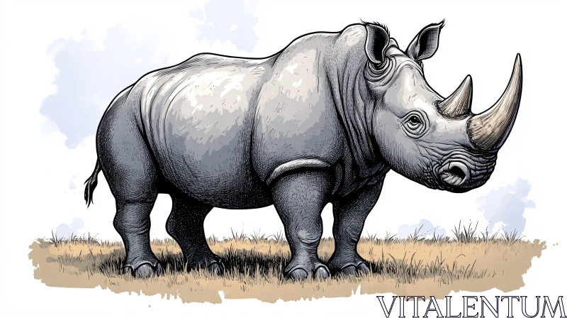 Wildlife Illustration of Rhinoceros AI Image