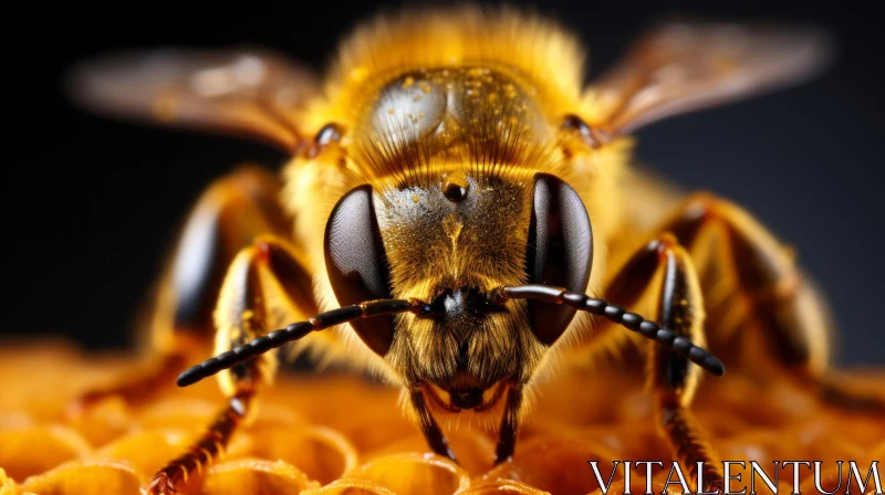 Close-Up Bee Portraiture: A Study in Detail and Color AI Image