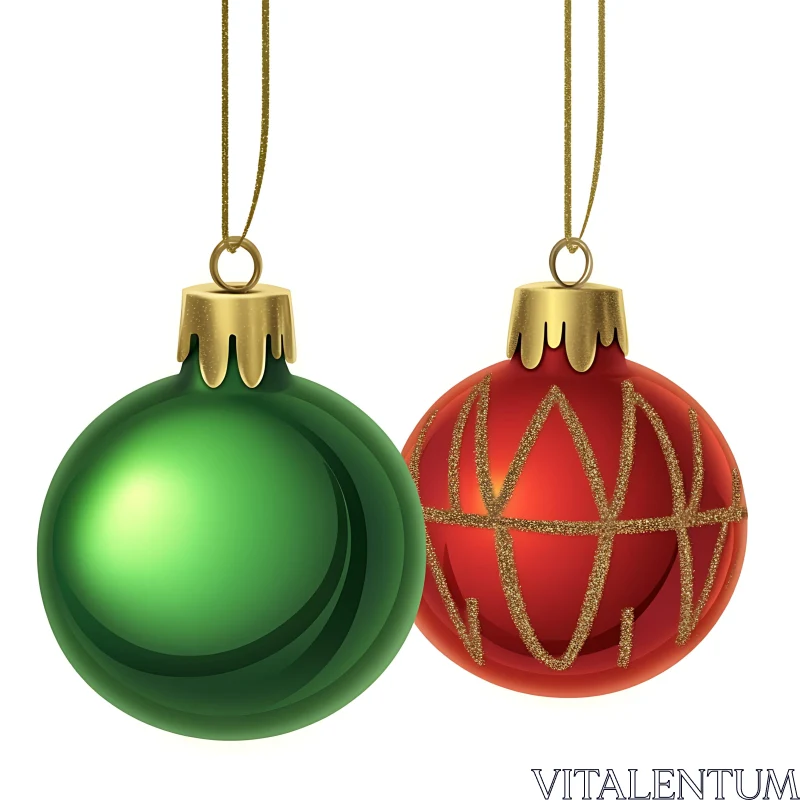 Festive Red and Green Baubles for Christmas AI Image