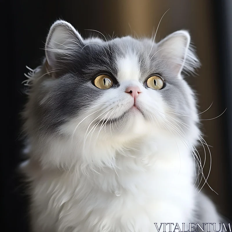 Adorable Fluffy Cat with Golden Eyes AI Image