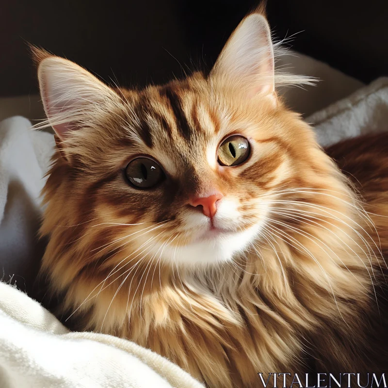 Luxurious Orange and White Cat Close-Up AI Image