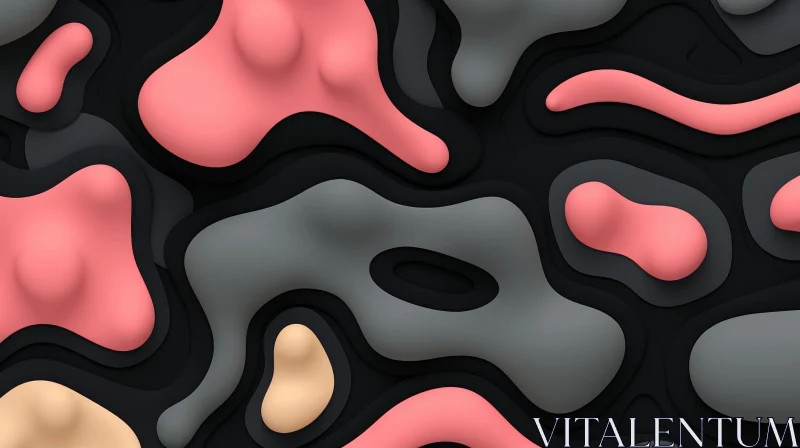 AI ART Futuristic 3D Organic Shape in Pink and Gray