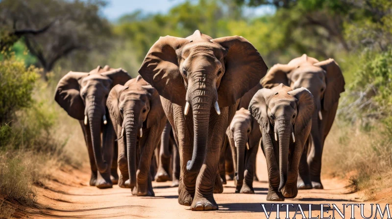 AI ART Majestic Elephant Family in African Savanna