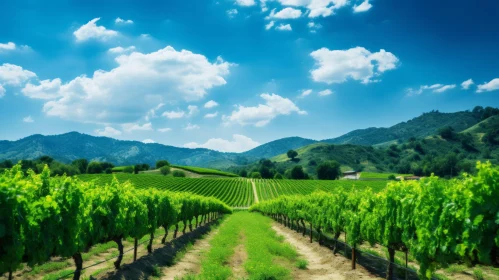 Picturesque Vineyard in Summer - A Mesmerizing Colorful Landscape