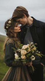 Romantic Medieval-Inspired Wedding Scene in Norwegian Nature