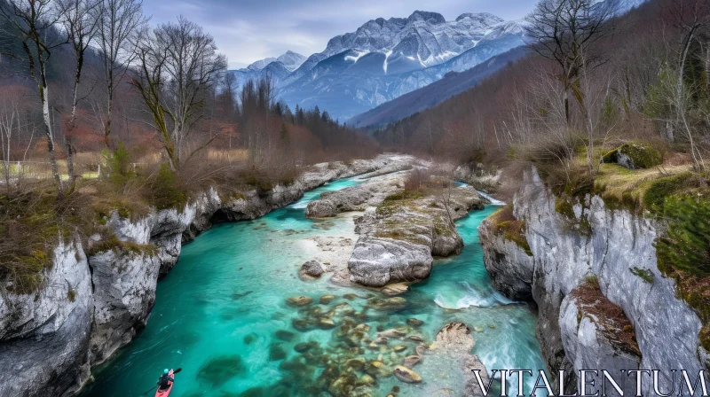 Tranquil River Flowing Through Majestic Mountains | Breathtaking 32K UHD Image AI Image