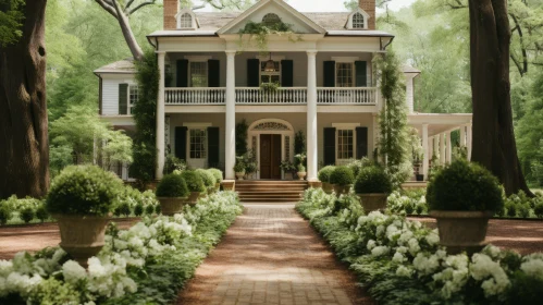 White Country House with Southern Gothic Charm and Naturalist Aesthetic