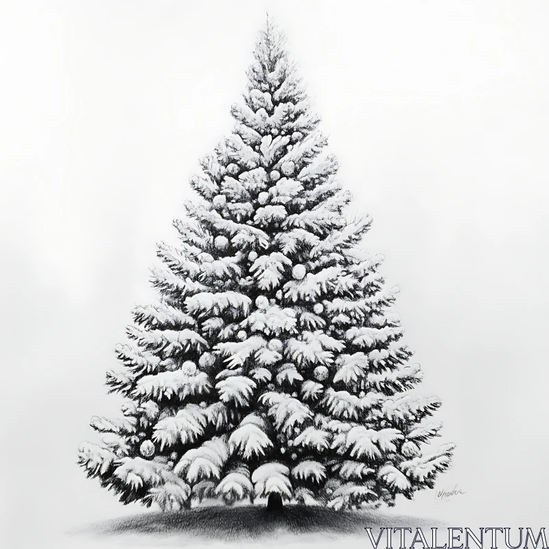 Evergreen Tree Cloaked in Snow AI Image