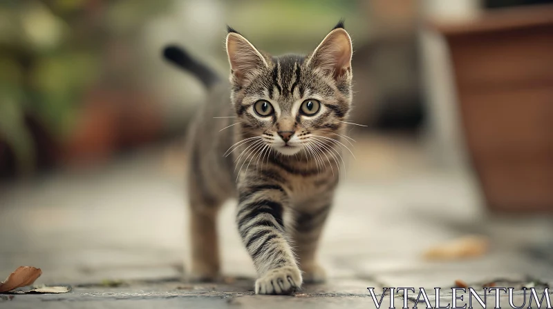 Curious Kitten on a Walk AI Image