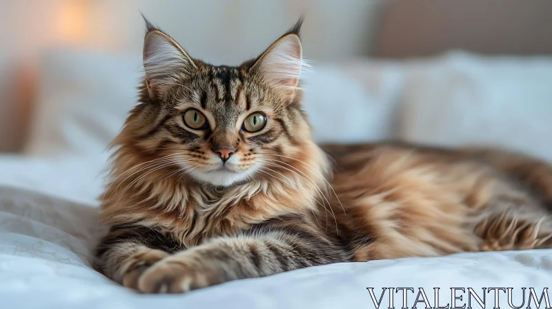 Majestic Long-Haired Tabby Cat AI Image